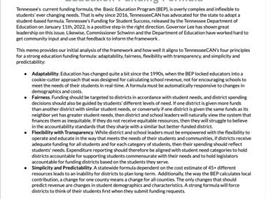 Measuring Up: TennesseeCAN’s Response and Principles to Draft Framework